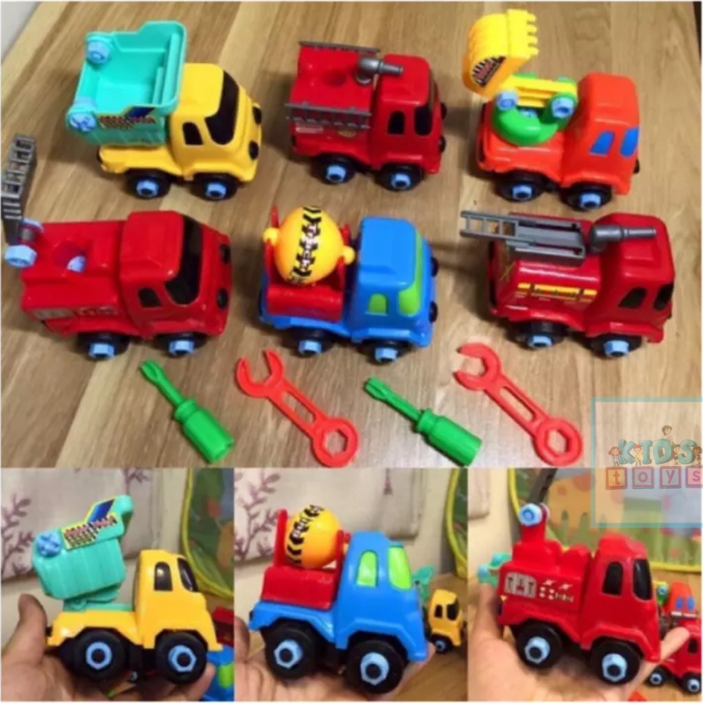 Xe đồ chơi bộ 6 xe xây dựng chất liệu nhựa an toàn siêu dễ thương