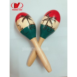 1 cặp gỗ âm nhạc Maraca 25cm bằng gỗ cho bé