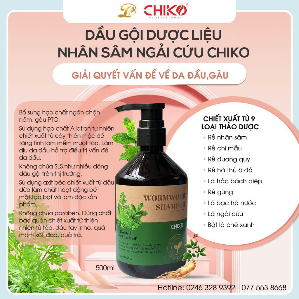 (Chiko) Bộ Gội Xả dược liệu Chiko chăm sóc tóc, da đầu, hỗ trợ mọc tóc