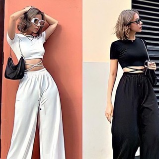 Áo Croptop Đan Dây Eo Nữ Hot