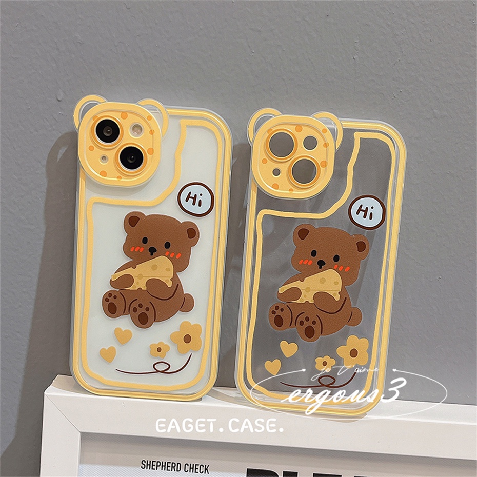 Ốp Điện Thoại Mềm Họa Tiết Gấu Phô Mai Sáng Tạo Cho iPhone 14 13 12 11 Pro Max SE2020 X XR Xs Max 7 8 6 6s Plus
