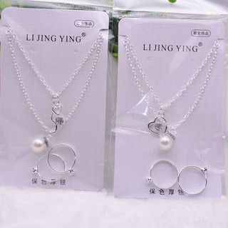 Sét 2 Nhẫn Kèm 2 Vòng Cổ Có Ngọc Quà Valentin Siêu Dễ Thương XUMISHOP SP14524