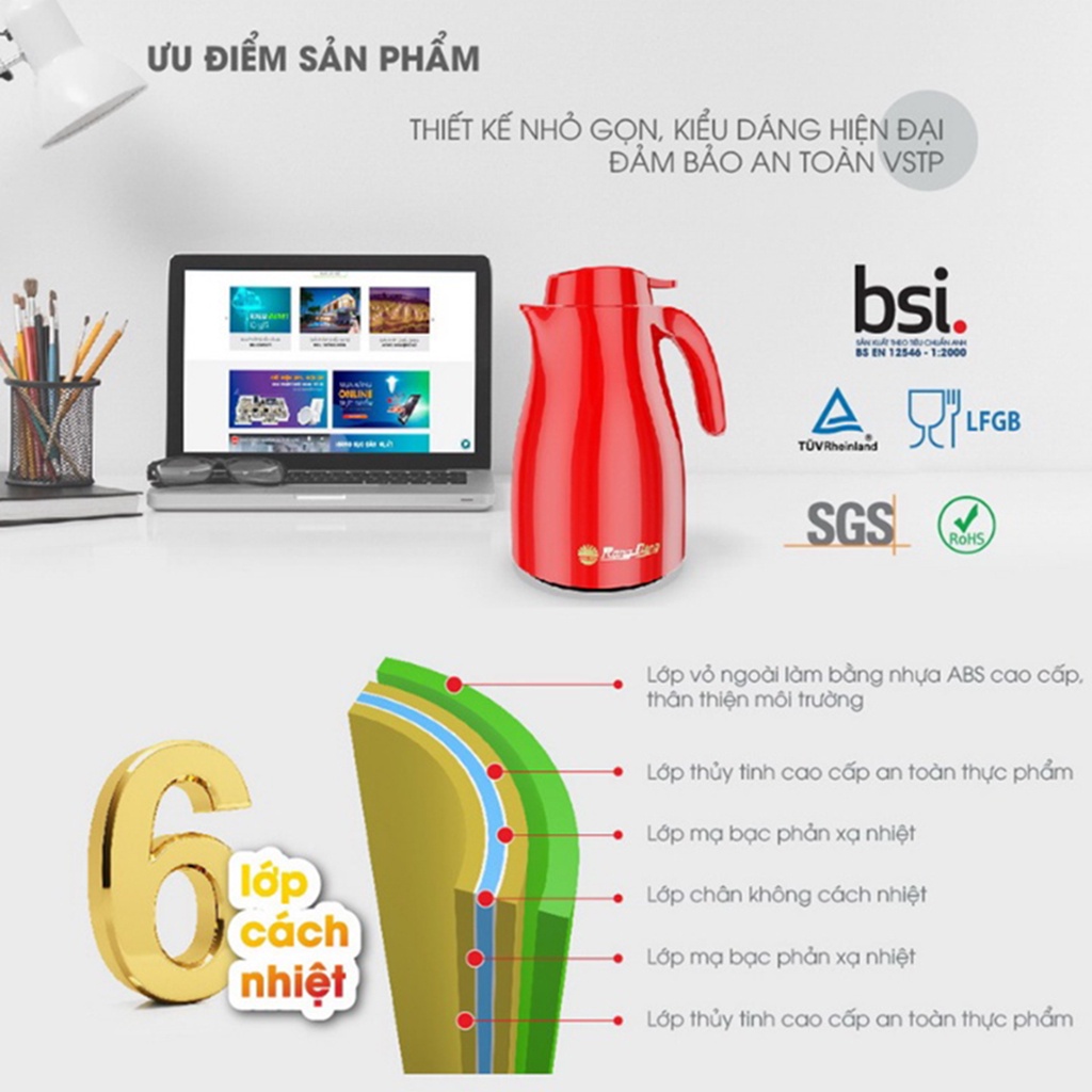 Phích Nước Nóng Rạng Đông 1.5L - Model: RD-1542 N3.E– Hiển Thị Nhiệt Độ Thông Minh