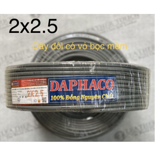 Cáp điện đôi.Màu xám. Daphaco 2x1.5 / 2x2.5mm
