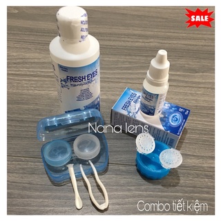 Nước ngâm lens + nước nhỏ + cốc rửa + khay gương dụng cụ đeo