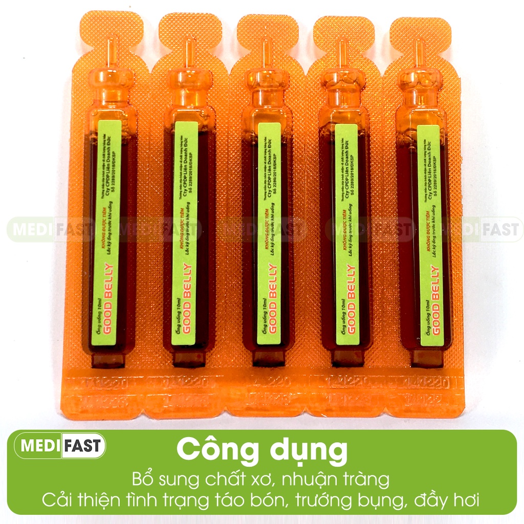 Siro giảm táo bón - Good Belly bổ sung chất xơ, giảm táo bón nhuận tràng từ chất xơ Inulin và thảo dược - Hộp 20 ống