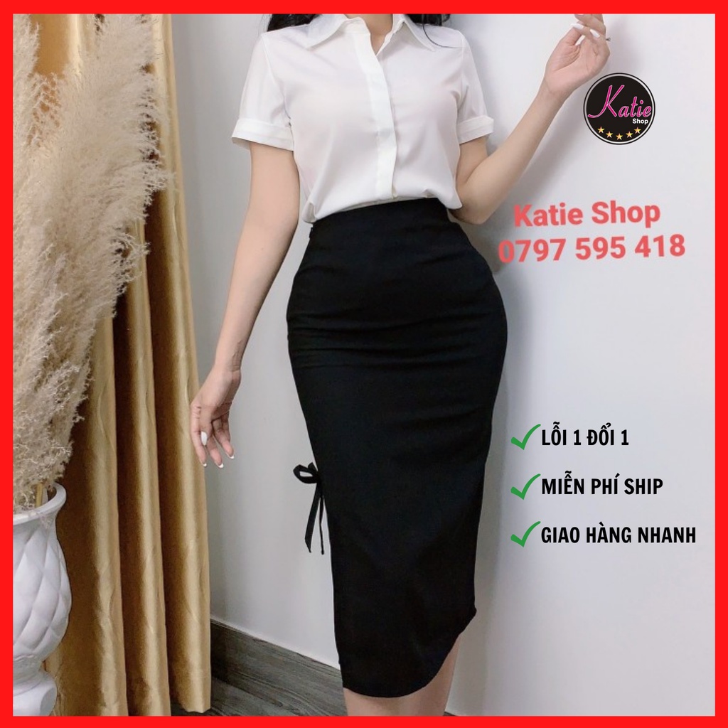 Chân Váy Xẻ Tà KATIE Dài 72cm Chân Váy Công Sở Qua Gối Thời Trang Chất Liệu Tuyết Mưa Không Nhăn Có Váy BigSize CVX