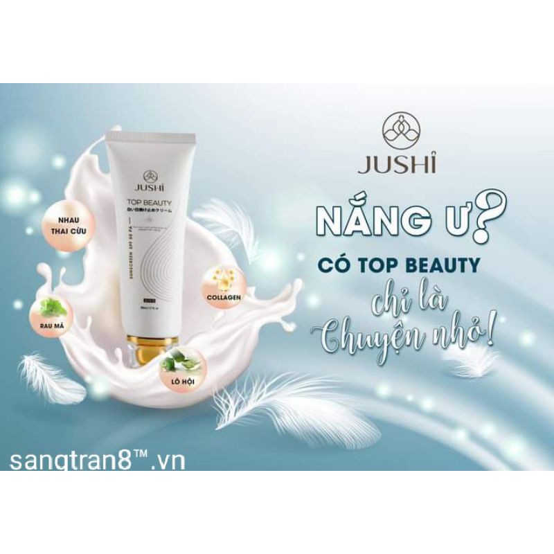 [Có video ảnh thật] Kem chống nắng dưỡng ẩm nhau thai cừu nâng tông trắng sáng chính hãng Jushi Top Beauty Nhật Bản 50ml