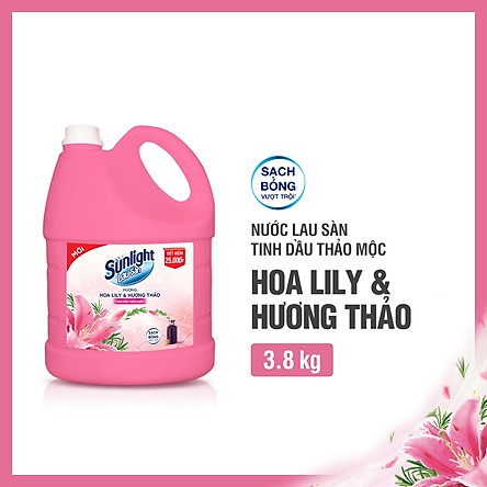 Can Nước Lau Sàn Sunlight Tinh Dầu Thiên Nhiên - Hương Hoa Lily 3.8kg