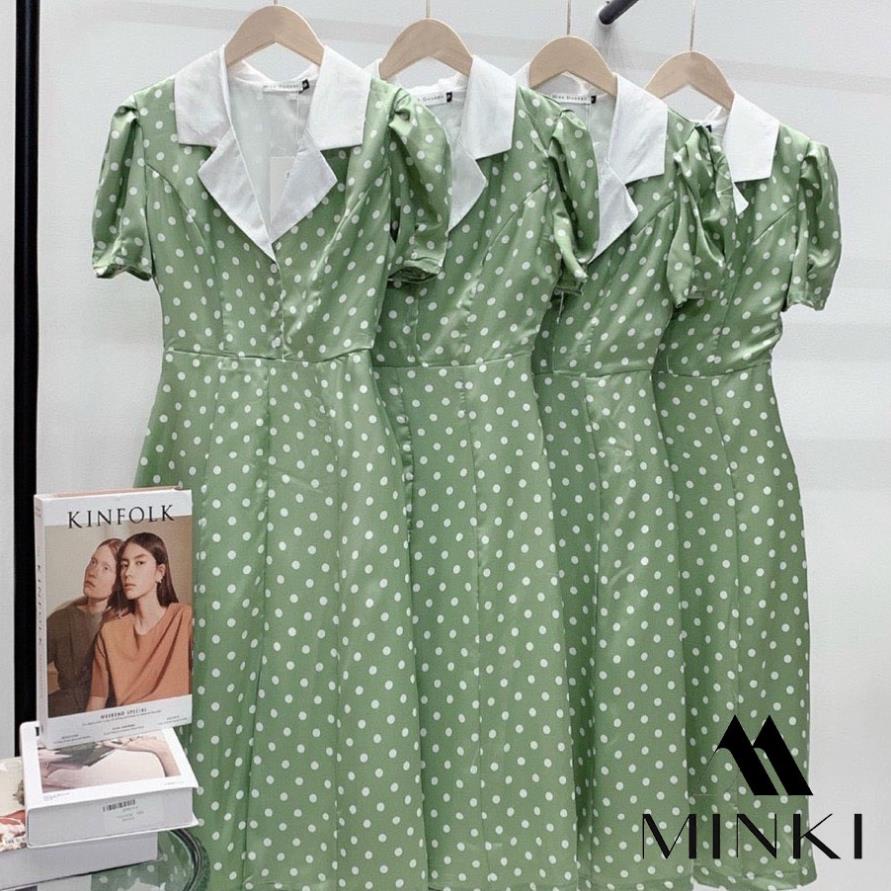 [TTTK] ĐẦM XANH CHẤM BI CỔ ĐIỂN - CHẤT LIỆU CAO CẤP - MÀU XANH BƠ CHẤM BI | BigBuy360 - bigbuy360.vn