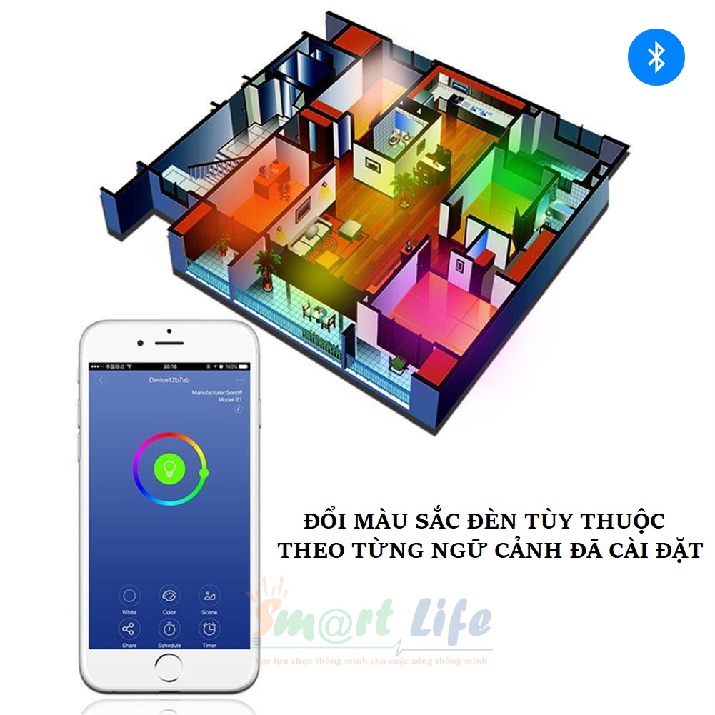 Đèn LED Downlight âm trần thông minh 16 triệu màu Bluetooth RGB + C+ W 7W-9W-12-18W -Tuya Smart Life