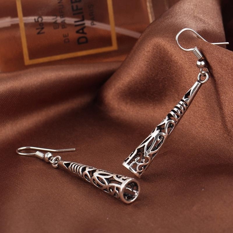 Chic Long Hollow Vintage Silver Tassel Drop Earring Bohemia Fashion Women Pendant Dangle Earrings