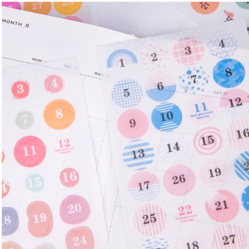 Sticker chữ số trang trí sổ tay, thiệp, DIY nhãn dán con số nhiều hình dáng màu sắc dễ thương