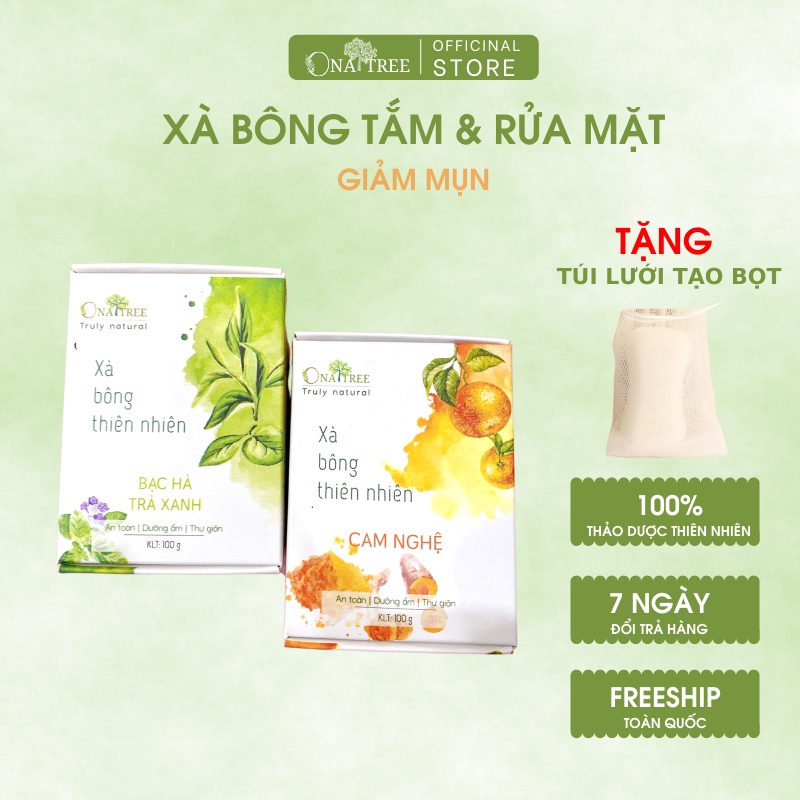 [ TẶNG TÚI LƯỚI TẠO BỌT] Xà Bông Thiên Nhiên OnaTree Chăm Sóc Da Mặt và Body Mềm Mịn Giảm Mụn | BigBuy360 - bigbuy360.vn