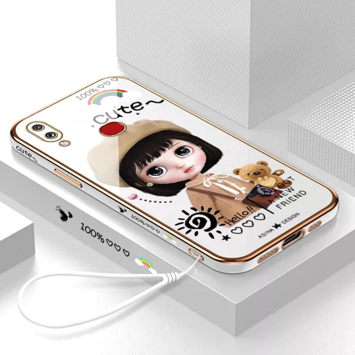 Ốp điện thoại QIANZI mạ viền họa tiết cô gái cho Samsung A32 4G A52 A72 4G Samsung A21S A20S A02S Samsung A10S A11 A10