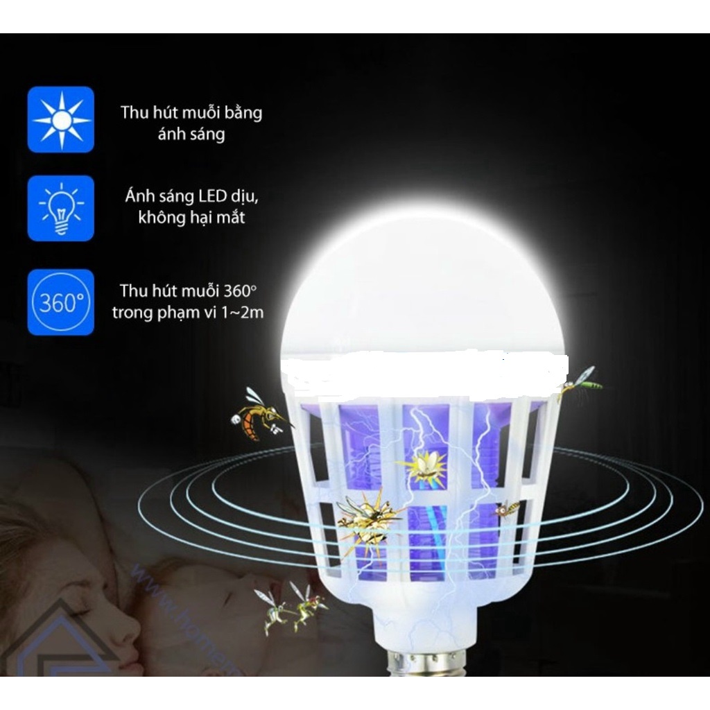 Bóng đèn Led chiếu sáng kiêm đèn bắt muỗi và côn trùng 15W