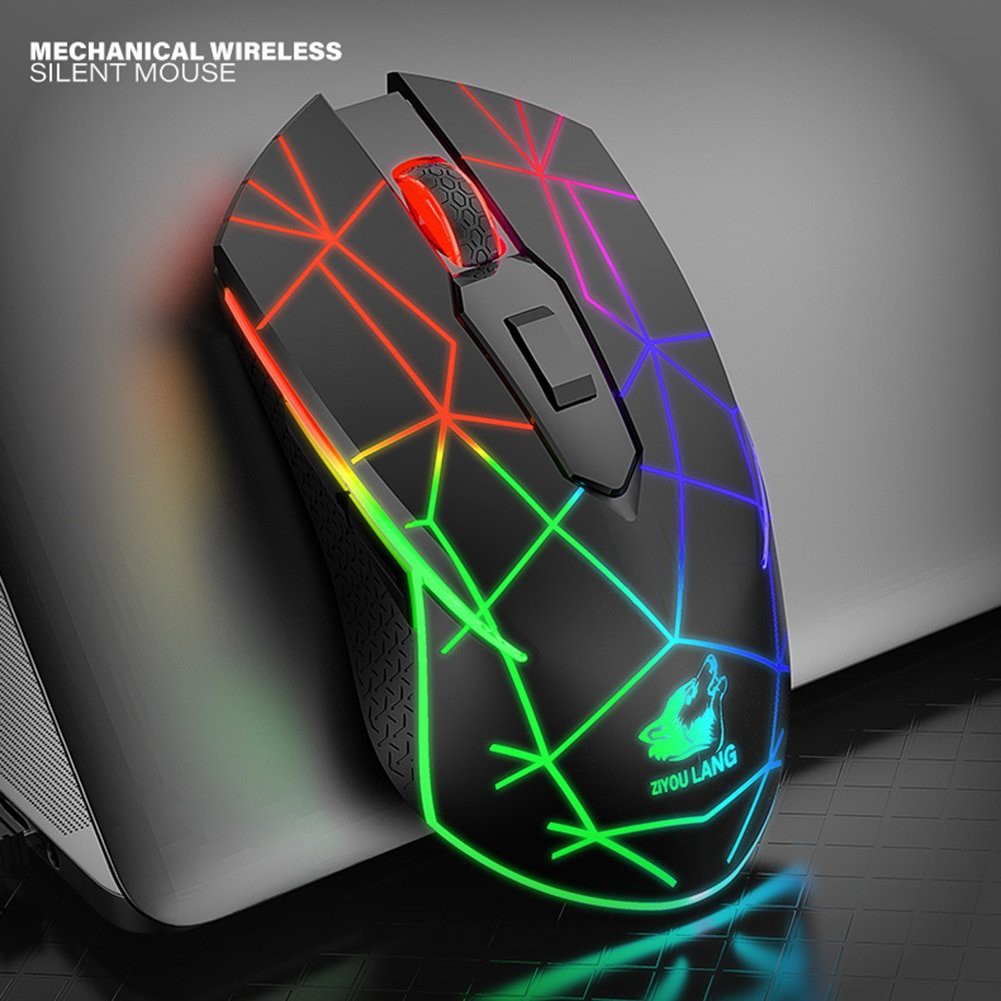 ZIYOU LANG X9 | Chuột chơi game không dây sạc pin, Led nền RGB tự động 1800 DPI 6 Nút Lập Trình Cho PC Laptop