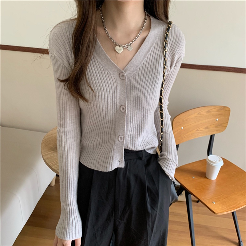 Áo Len Cổ Chữ V Mềm Mại Phong Cách Hàn Quốc Cho Nữ