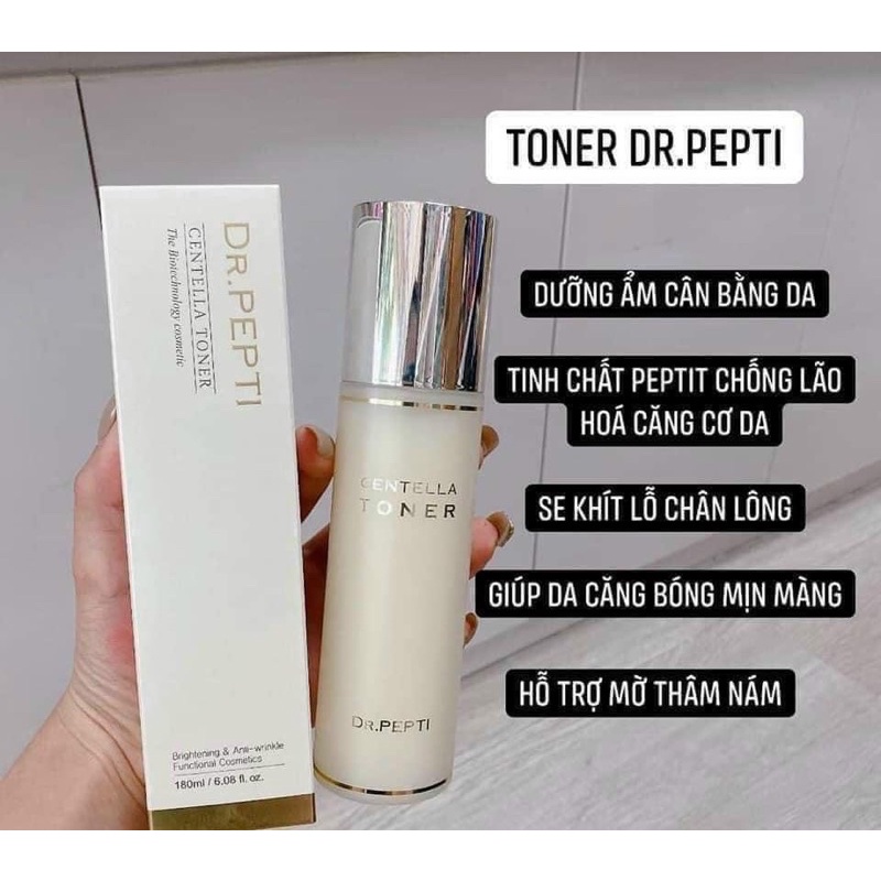 ( Chính Hãng ) Toner Dr Pepti Centella cho làn da căng bóng, trẻ hoá từ sâu bên trong chai 180ml - CO098