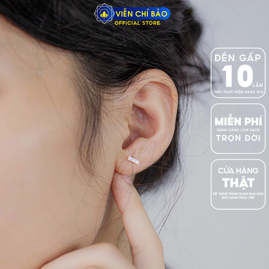 Bông tai bạc nữ thanh đá chất liệu bạc 925 thời trang phụ kiện trang sức Viễn Chí Bảo B400773