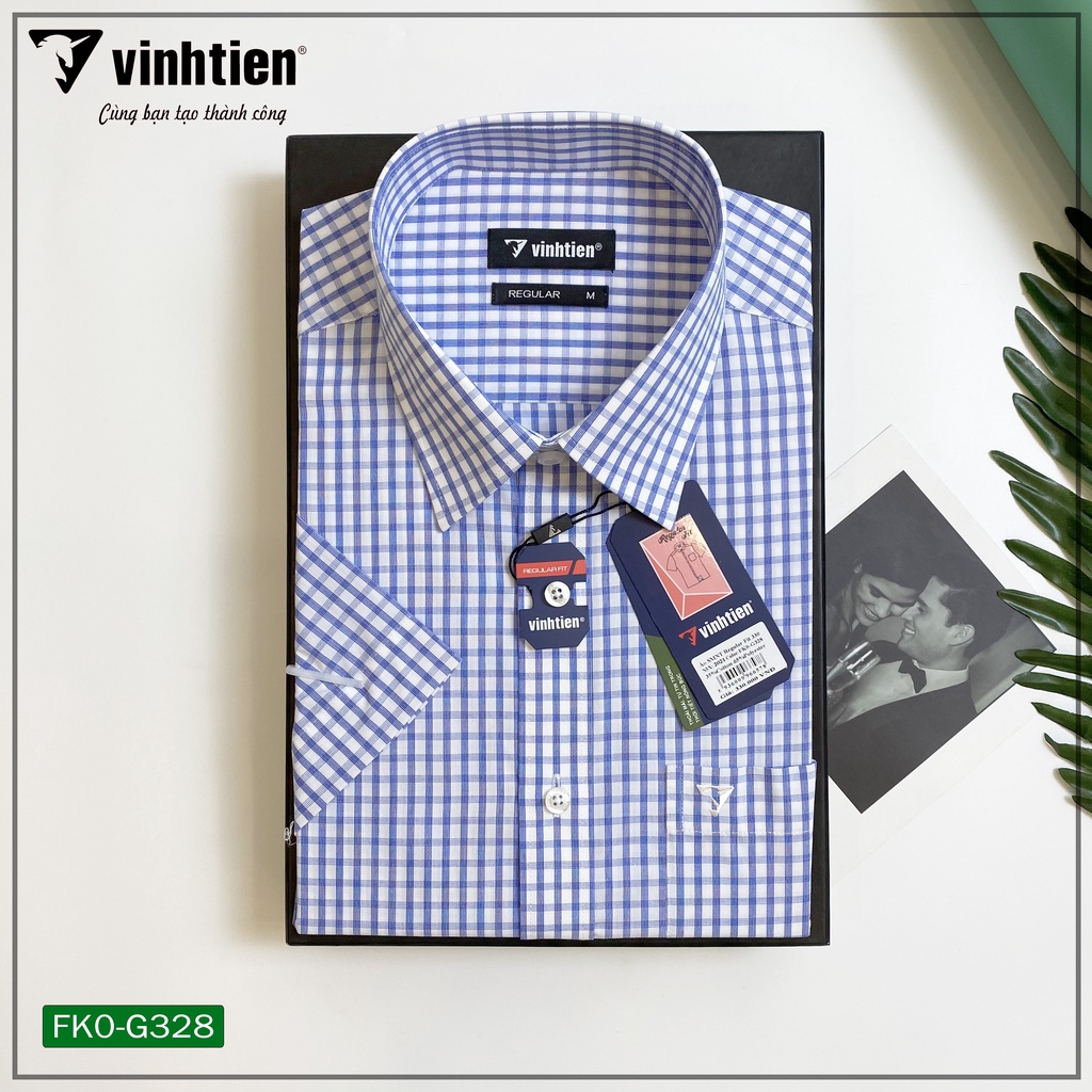 Áo Sơ Mi Nam Tay Ngắn Vĩnh Tiến Form Regular Vạt Ngang 330 - Mẫu 2