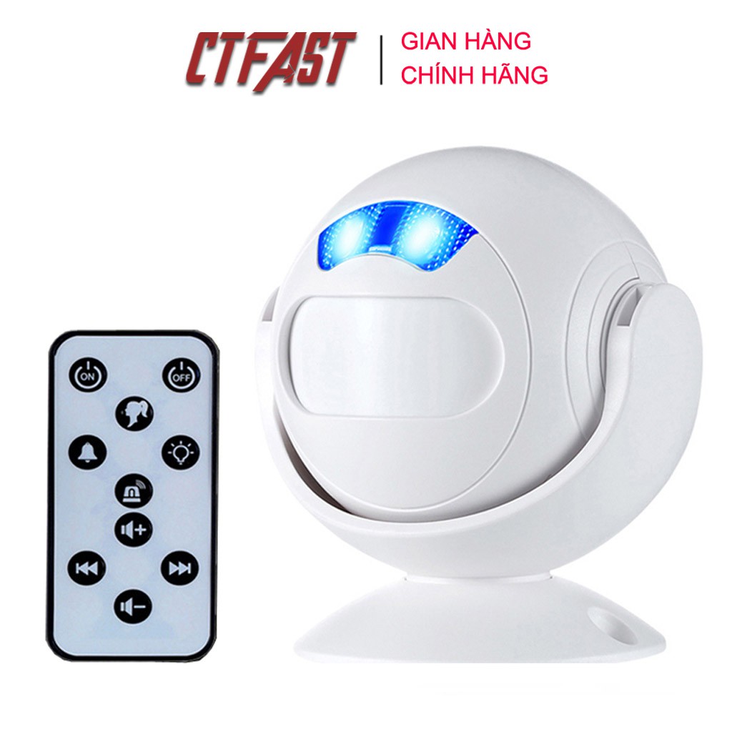 Chuông báo khách cửa hàng, báo động chống trộm CTFAST 01 cảm biến hồng ngoại, có đèn, remote