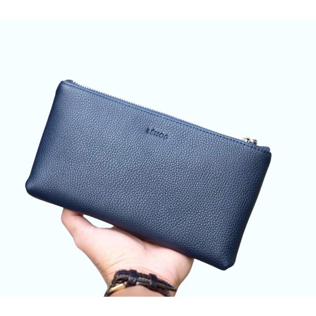 MABEL CLUTCH - Ví cầm tay nữ da thật kéo khóa vòng màu xanh navy- FQ19-71. LÉMOS