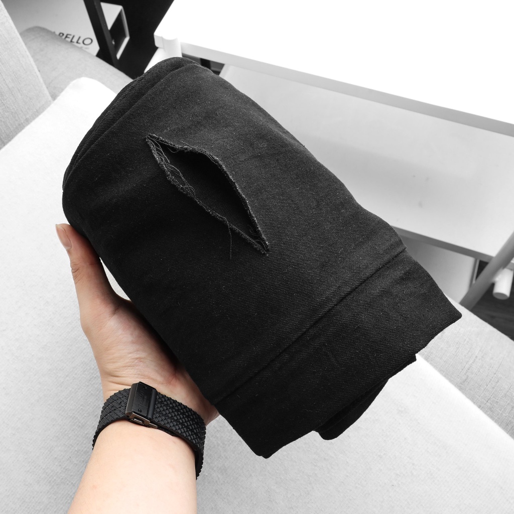 Quần Jean Nam Đen , rách gối, chất vải cao cấp Co dãn 4 chiều