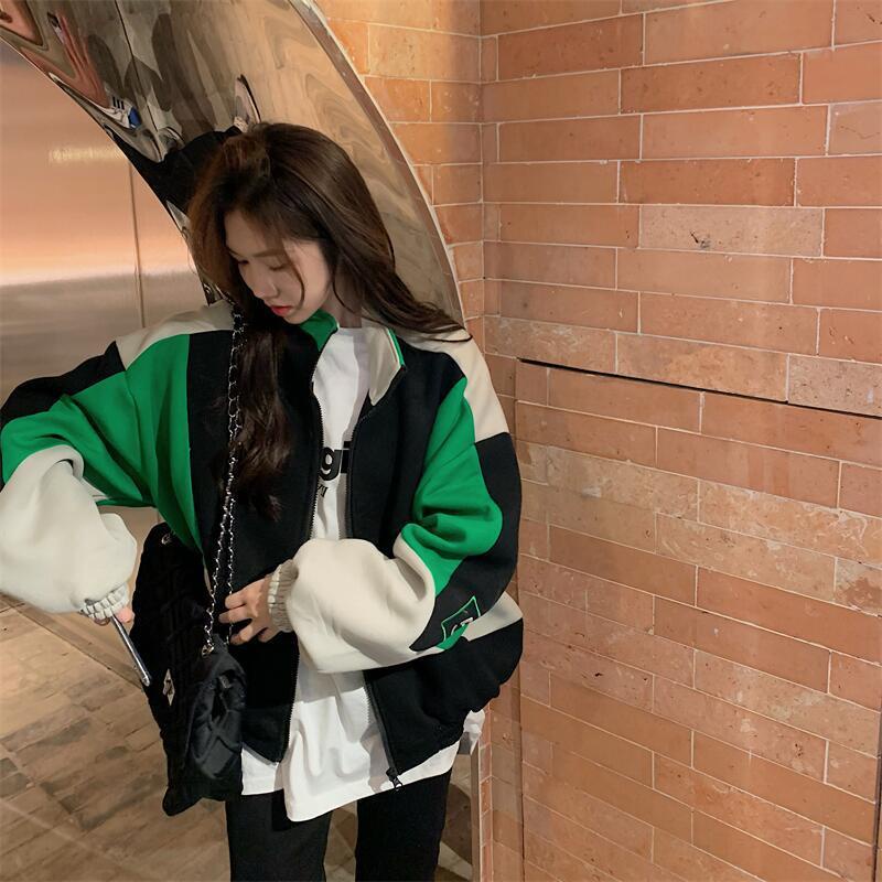 Áo Nữ Cổ Lọ Dáng Rộng Màu Sắc Tương Phản Thời Trang 77