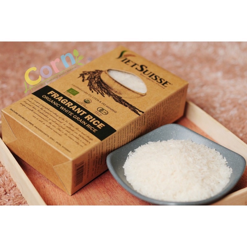 Gạo trắng lứt hữu cơ VietSuisse 1kg cho bé ăn dặm