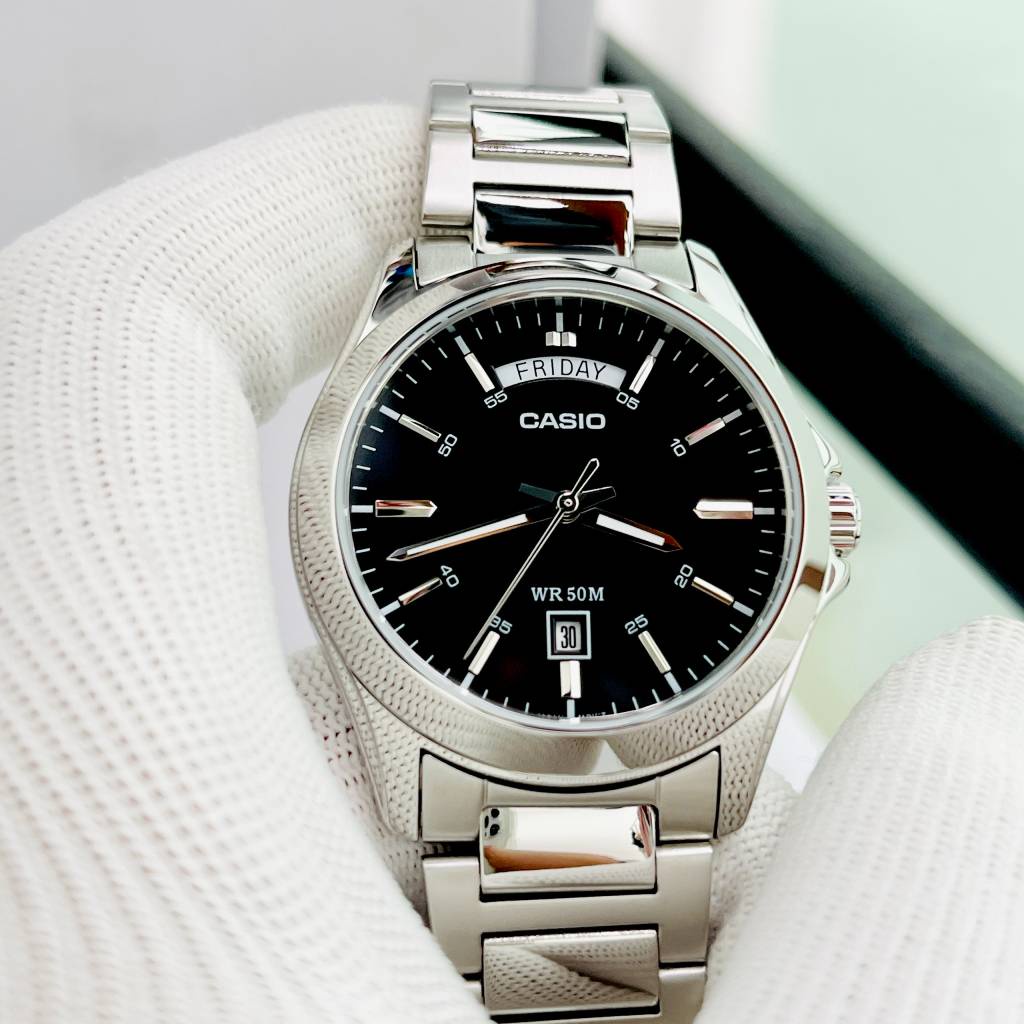 Đồng Hồ Nam Dây Thép Mặt Đen Casio MTP-1370D-1A Fullbox Bảo Hành 1 Năm Tại Đồng Hồ Doanh Nhân