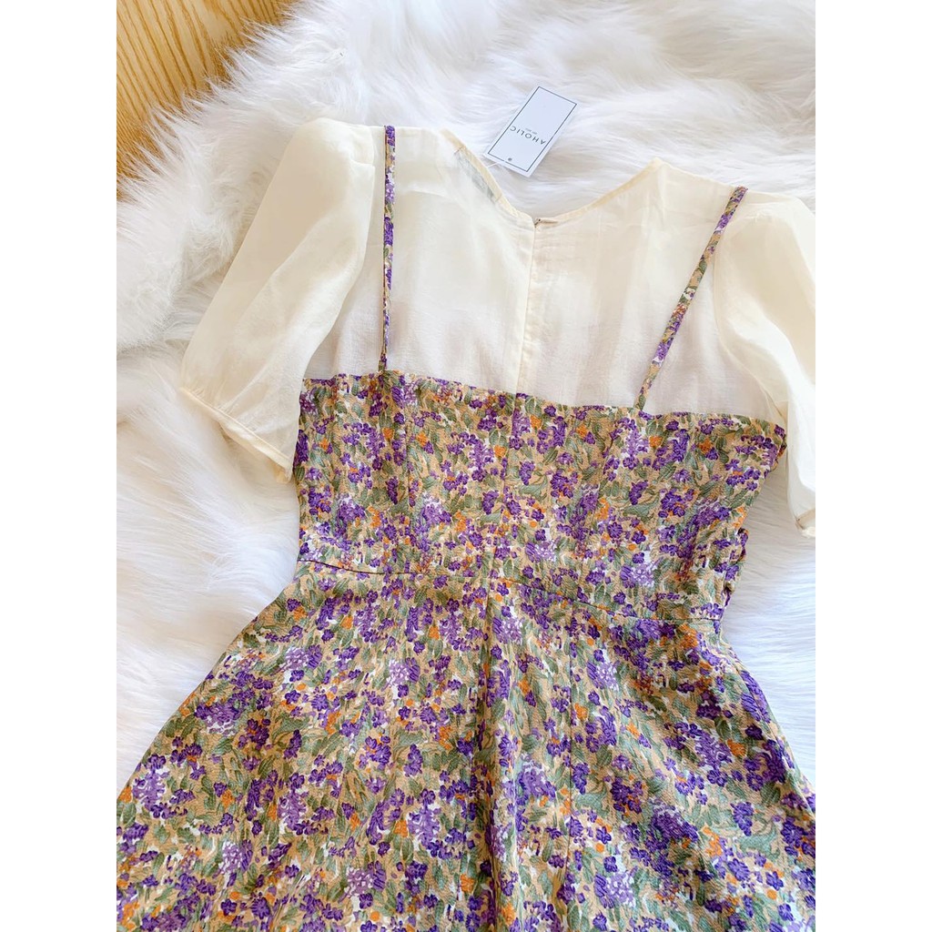 Đầm hoa phối yếm 2 màu Aholic V2438 | BigBuy360 - bigbuy360.vn