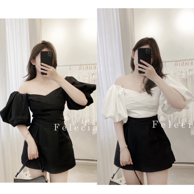 Áo crop tay bồng ( Kayla Top )