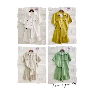 JUNE S04 - Set bộ LINEN BỘT  Áo sơ mi tay ngắn + short. 6 MÀU - FCó bigsize. Ảnh thật.