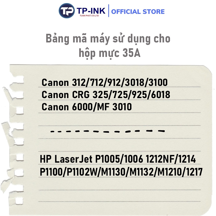 Hộp mực máy in 1005,1006, Cartridge 35A/85A dùng chung cho các máy 1005, 1005, 6230..... bảo hành 12 tháng