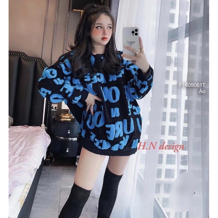 Áo len rộng dài tay chữ nổi màu TT1609