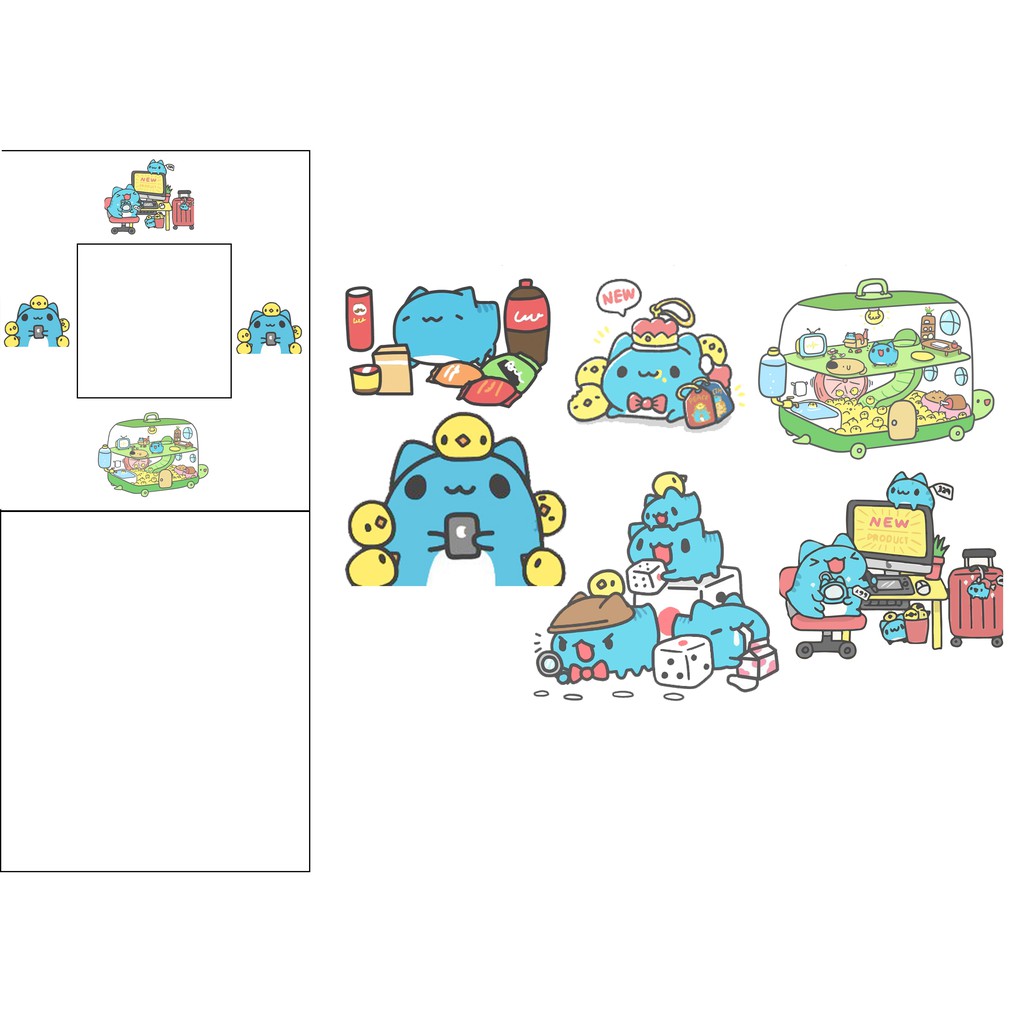 sticker mèo capoo cắt rời size to SCI37 có bao giấy cute dễ thương bullet journal
