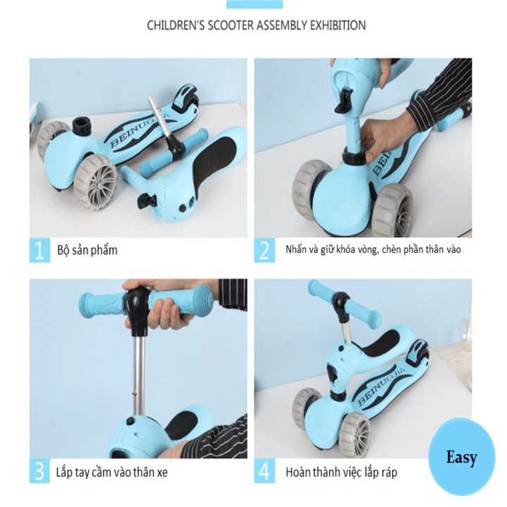 XE TRƯỢT SCOOTER THĂNG BẰNG 3 BÁNH Triple One Way HCM (Blue)