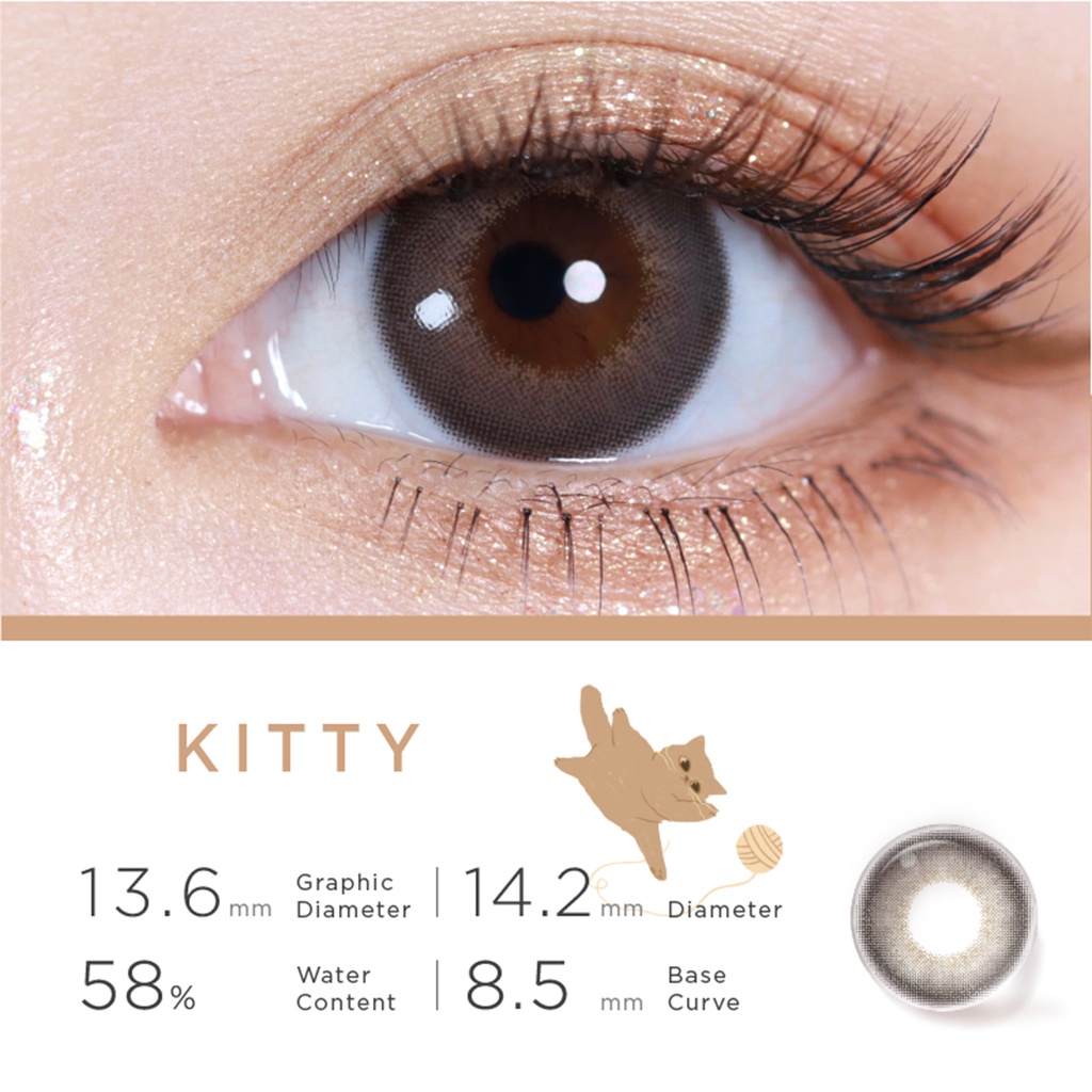 Hộp 10 kính áp tròng MOODY bộ sưu tập mắt mèo Kitty 14.2mm có màu dùng hàng ngày