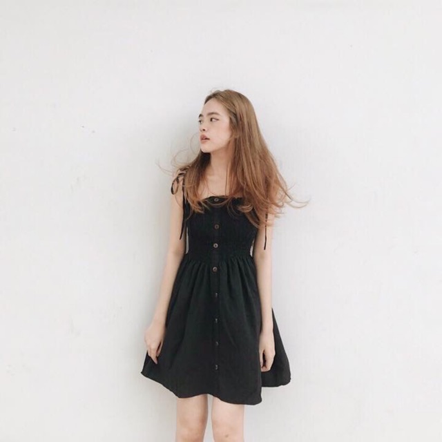 Đầm 2 dây dáng xòe rút dây có bo chun maru dress (hàng có sẵn) | BigBuy360 - bigbuy360.vn