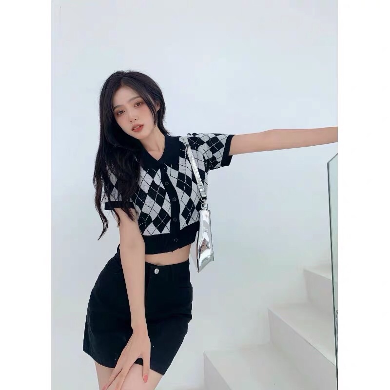 Áo len dệt kim, áo crotop hoạ tiết | BigBuy360 - bigbuy360.vn