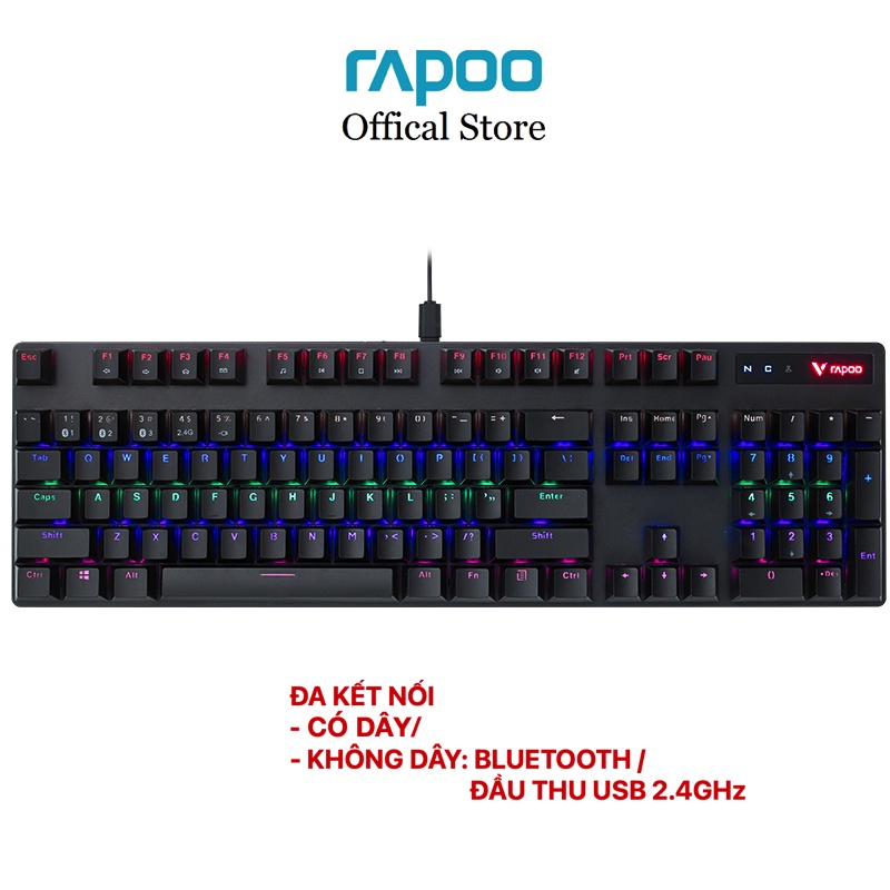 Bàn phím cơ gaming Rapoo V500 Pro Multi-mode wireless RGB (Đa kết nối: Bluetooth/ Usb 2.4GHz/ Có dây)