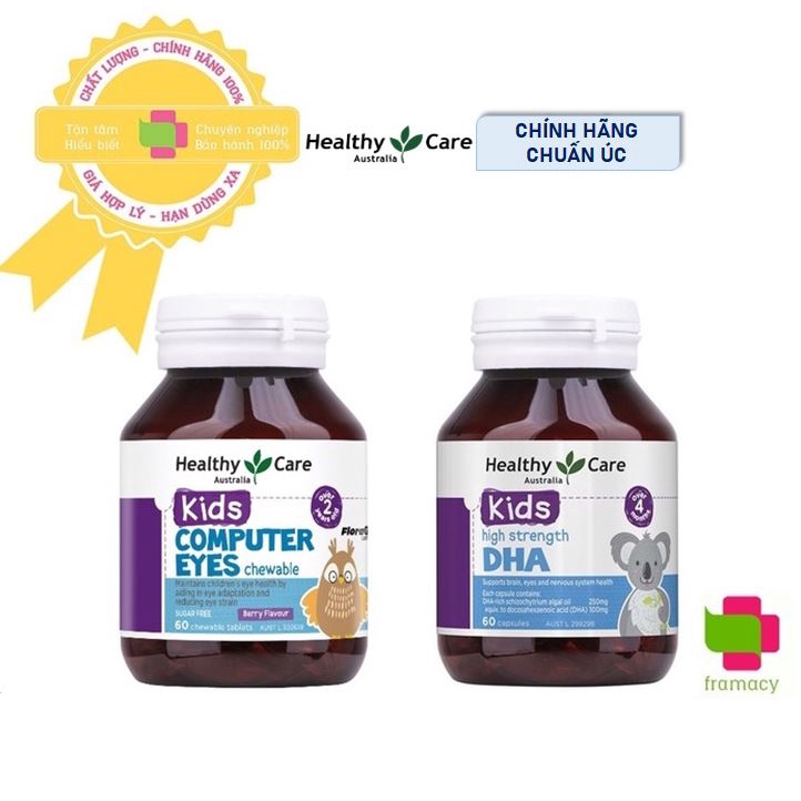 Viên uống bổ sung DHA Healthy Care Kid’s High DHA, Úc (60 viên) bổ sung omega-3 cho trí não bé từ 4 tháng tuối