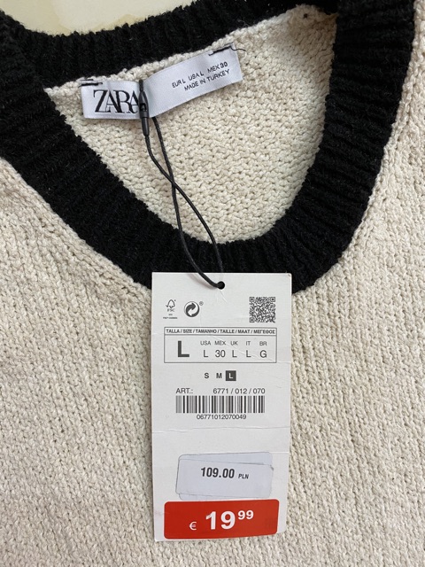 Váy len zara auth sz L new tag form bé như M