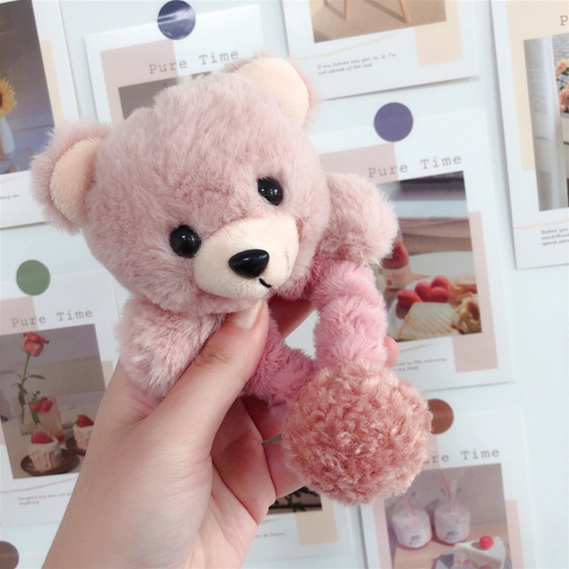 Dây Buộc Tóc Lông Xù Co Giãn Hình Gấu Dễ Thương