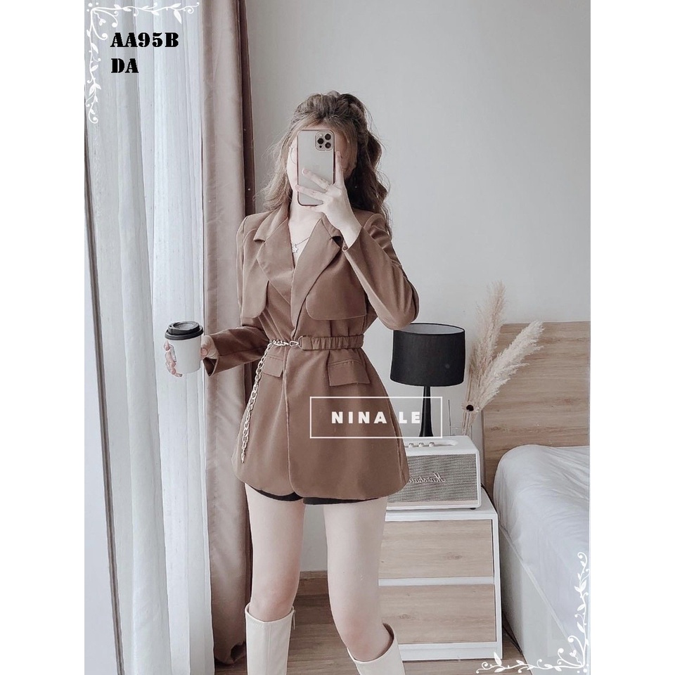 ÁO KHOÁC VEST DẠ TAY DÀI KÈM BELT THẮT EO 031221