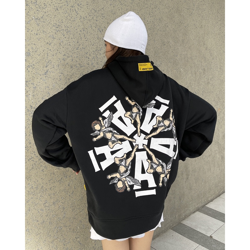 Áo Khoác Hoodie Angel-Land THE FIVES Màu ĐEN Chính hãng Nỉ Bông [T5B] | BigBuy360 - bigbuy360.vn