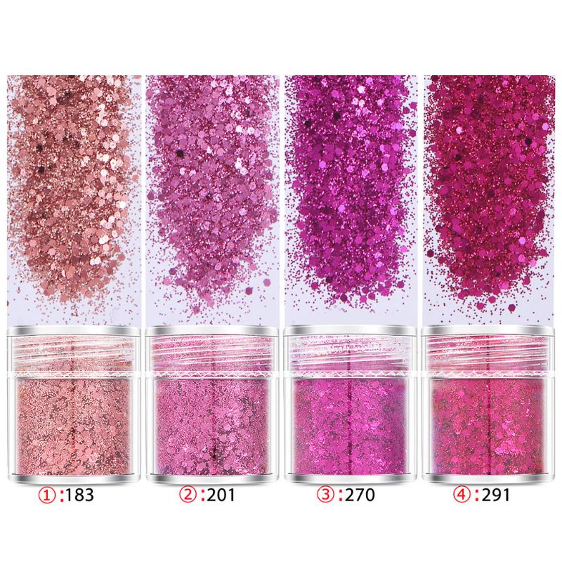 Set 4 lọ bột kim tuyến lấp lánh trang trí móng đẹp mắt