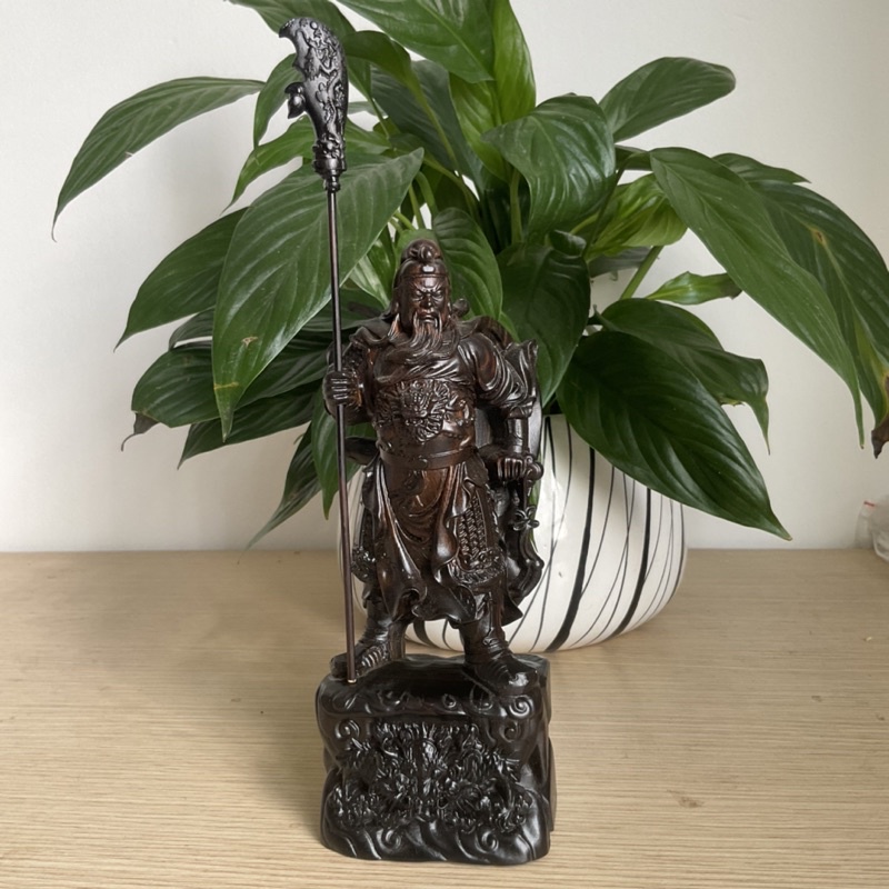 Tượng quan công quan Vân trường gỗ mun cao 20 cm