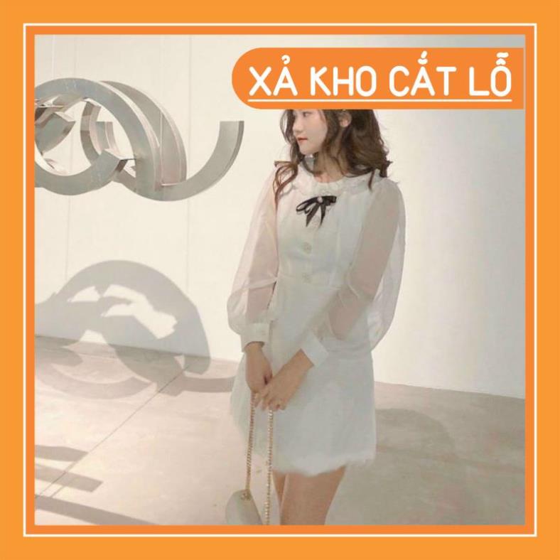 [Quần Áo Hot] Váy tay bồng tag nơ cổ tay xốp dài